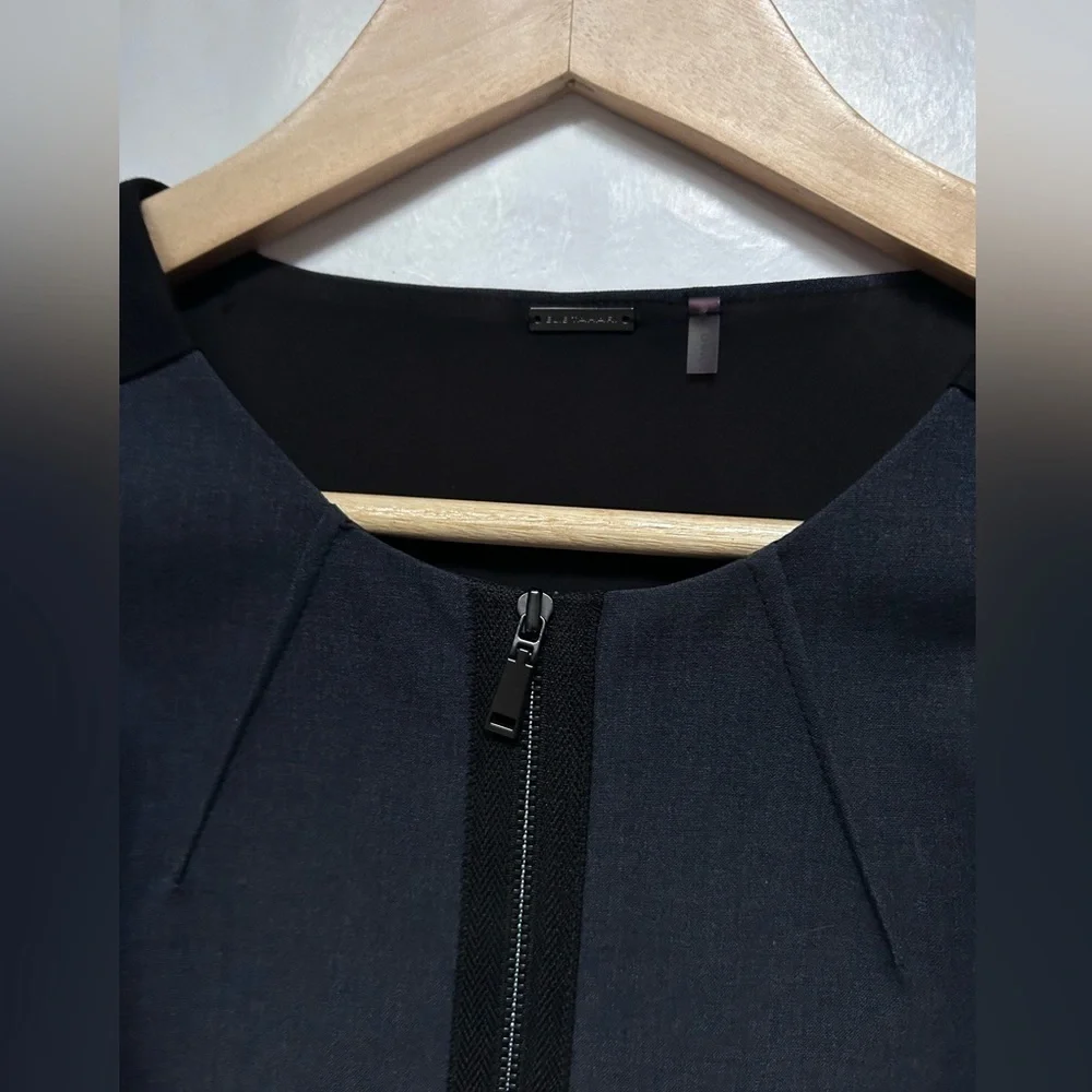 Elie Tahari Womens Wool Blend Sheath Career Dress blue  Black Zip front - Picture 4 of 13